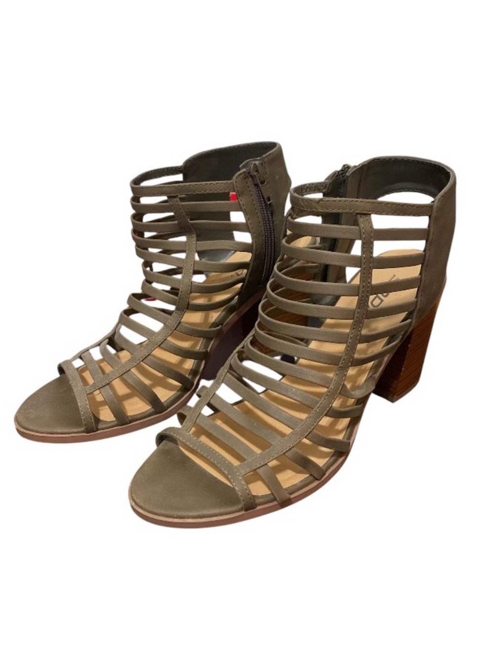 Corkys Olive Strappy Block Heel Sandals - Picture 2 of 8